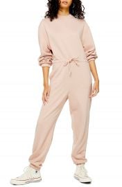 Topshop Sweatshirt Tie Waist Jumpsuit   Nordstrom at Nordstrom