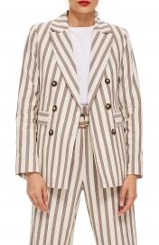 Topshop Taupe Stripe Double Breasted Blazer at Nordstrom