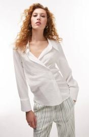 Topshop Textured Wrap Blouse at Nordstrom