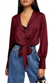 Topshop Tie Hem Satin Top   Nordstrom at Nordstrom