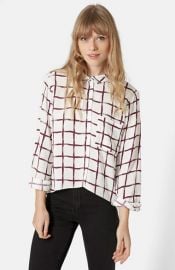 Topshop Windowpane Curve Hem Shirt at Nordstrom