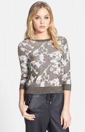 Topshop and39Chateau Bronzeand39 Metallic Print Sweater at Nordstrom