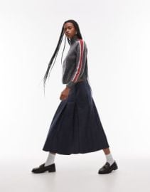 Topshop box pleat midi skirt in plaid print at ASOS