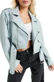 Topshop faux leather crop moto jacket at Nordstrom Rack