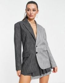 Topshop half and half blazer in gray at ASOS