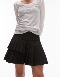 Topshop mini pleated tennis skirt in black at ASOS