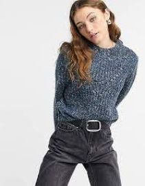 Topshop neppy pointelle sweater in blue at ASOS