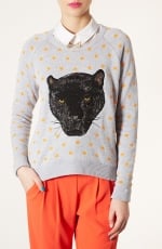 Topshop panther motif sweater at Nordstrom