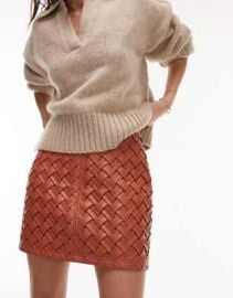 Topshop premium weave mini skirt in terracotta at ASOS