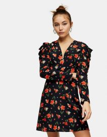 Topshop ruched waist mini dress in tulip print at Asos