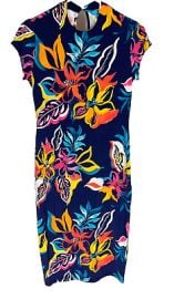 Tori Richard Honolulu Sheath Dress Size XS Blue Floral Modal Spandex Stretch eBay at eBay