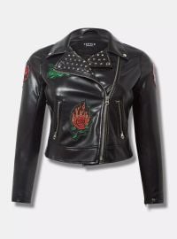 Torrid Faux Leather Embellished Moto Jacket at Torrid