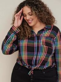 Torrid Lizzie Rayon Crepe Button Up Long Sleeve Shirt at Torrid