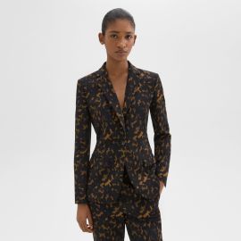 Tortoiseshell Printed Crepe Staple Blazer Theory at Theory