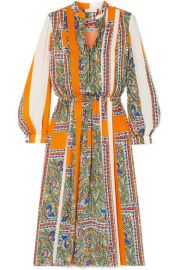 Tory Burch - Pleated printed voile midi dress at Net A Porter