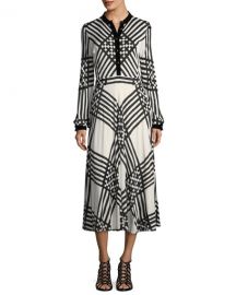 Tory Burch Anja Duchess Striped Satin Dress at Neiman Marcus