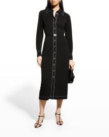 Tory Burch Belted Jersey-Knit Polo Midi Dress at Neiman Marcus