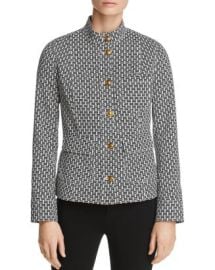 Tory Burch Cameron Crosshatch-Print Jacket Bloomingdales at Bloomingdales