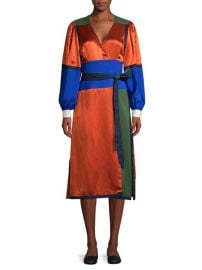 Tory Burch Colorblock Silk Wrap Dress on SALE at Saks Off 5th