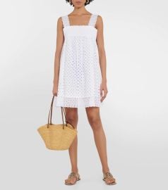 Tory Burch Cotton Broderie Anglaise Mini Dress at Mytheresa