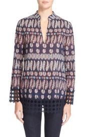 Tory Burch Crochet Trim Print Cotton Tunic at Nordstrom