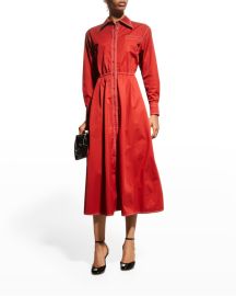 Tory Burch Eleanor Poplin A-Line Shirtdress at Neiman Marcus