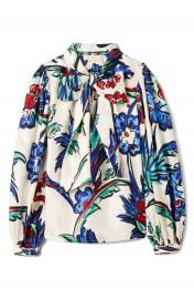 Tory Burch Floral Print Tie Neck Silk Blouse   Nordstrom at Nordstrom