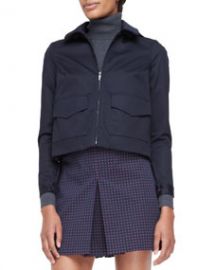 Tory Burch Lane Back-Pleated Bifabric Jacket at Neiman Marcus