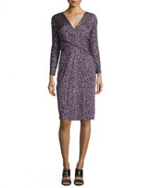 Tory Burch Long-Sleeve Confetti-Print Dress Red Pattern at Neiman Marcus