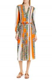 Tory Burch Long Sleeve Print Midi Dress   Nordstrom at Nordstrom