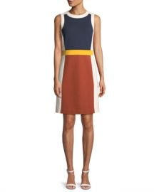 Tory Burch Mya Sleeveless Colorblock Ponte Dress at Neiman Marcus