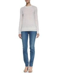 Tory Burch Naia Crewneck Wool Sweater and Super Skinny Denim Jeans at Neiman Marcus