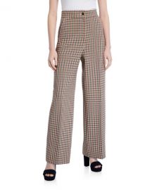 Tory Burch Plaid Wide-Leg Pants at Neiman Marcus