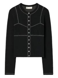 Tory Burch Ribbed button-up Cardigan Black at Farfetch