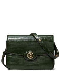 Tory Burch Robinson Leather Shoulder Bag Green at Farfetch
