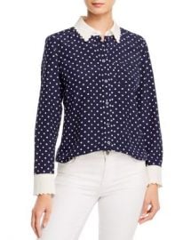 Tory Burch Scalloped-Edge Silk Dot-Print Shirt Women - Bloomingdale s at Bloomingdales