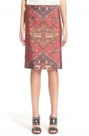 Tory Burch Stretch Wool Silk Tapestry Print Pencil Skirt at Nordstrom