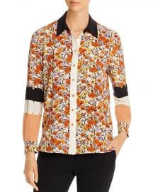 Tory Burch Studded Patchwork Silk Shirt at Bloomingdales