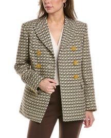 Tory Burch Twill Double breasted Wool blend Jacket In Beige at Tory Burch