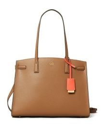 Tory Burch Walker Pebbled Triple-Compartment Satchel Bag at Neiman Marcus