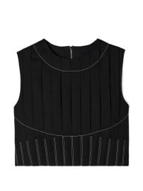 Tory Burch Wool Twill Pleated Top Black at Farfetch