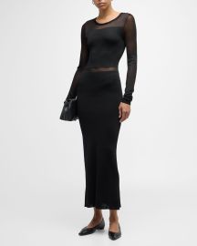 Toteme Plisse Knit Semi-Sheer Evening Dress at Neiman Marcus