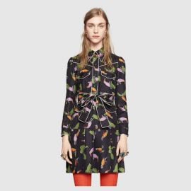 Toucan Print Silk Shirtdress at Gucci