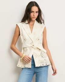 Townes Eyelet Vest in Dove at Veronica Beard