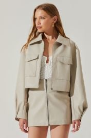 Tracy Faux Leather Cropped Cargo Jacket ASTR The Label at ASTR The Label