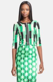 Tracy Reese Brick Print Crop Cardigan at Nordstrom