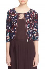 Tracy Reese Front Zip Print Cotton Cardigan at Nordstrom