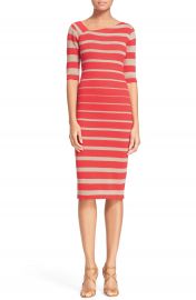 Tracy Reese Stripe Asymmetrical Neckline Sheath Dress at Nordstrom