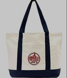 Trader Joes Bag Canvas Reusable Heavy Cotton Basic Style Shopping Navy Large eBay at eBay
