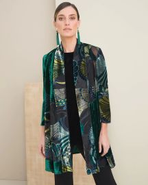 Travelers Velvet Peacock-Print Kimono - Chicos at Chicos